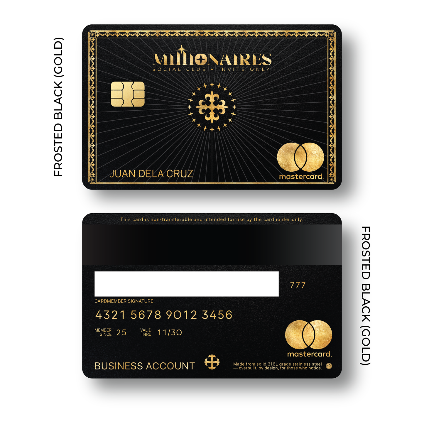 Metal Card The Millionaires Social Club