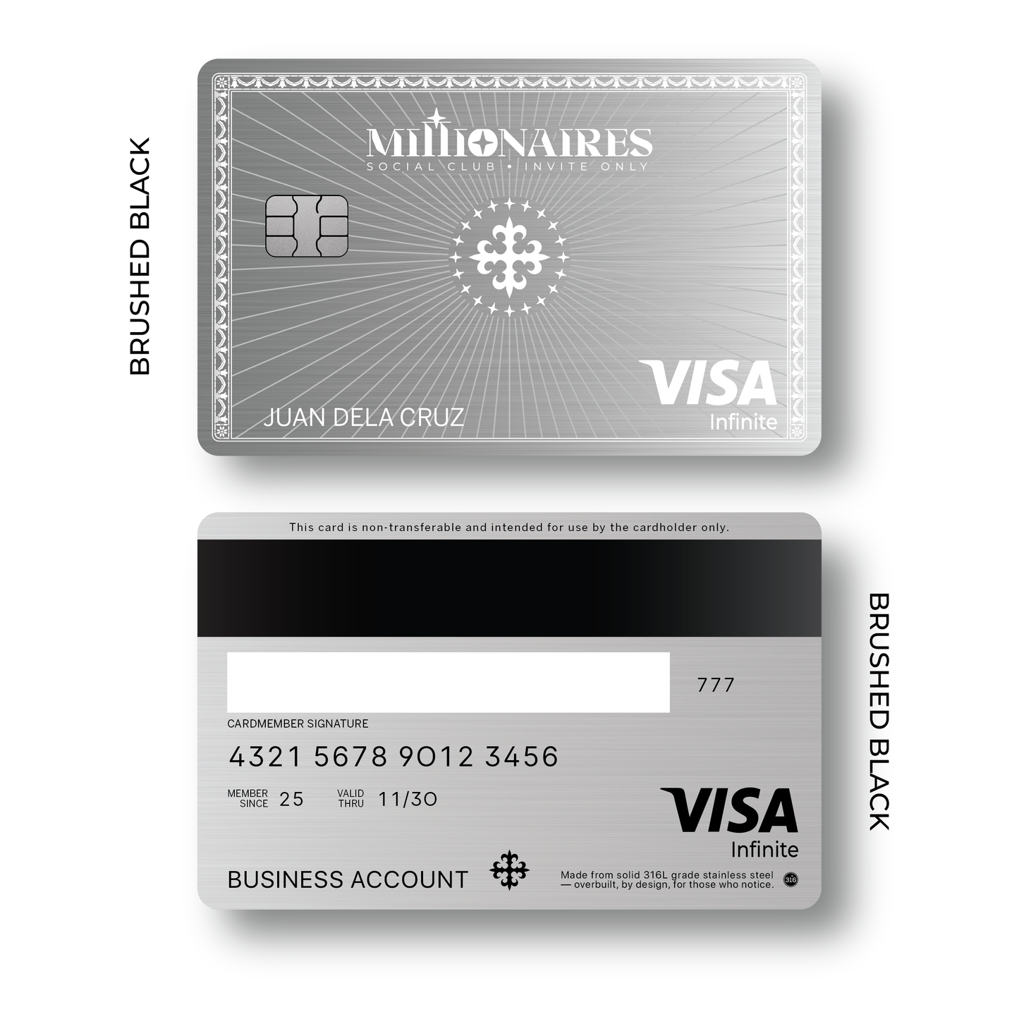Metal Card The Millionaires Social Club
