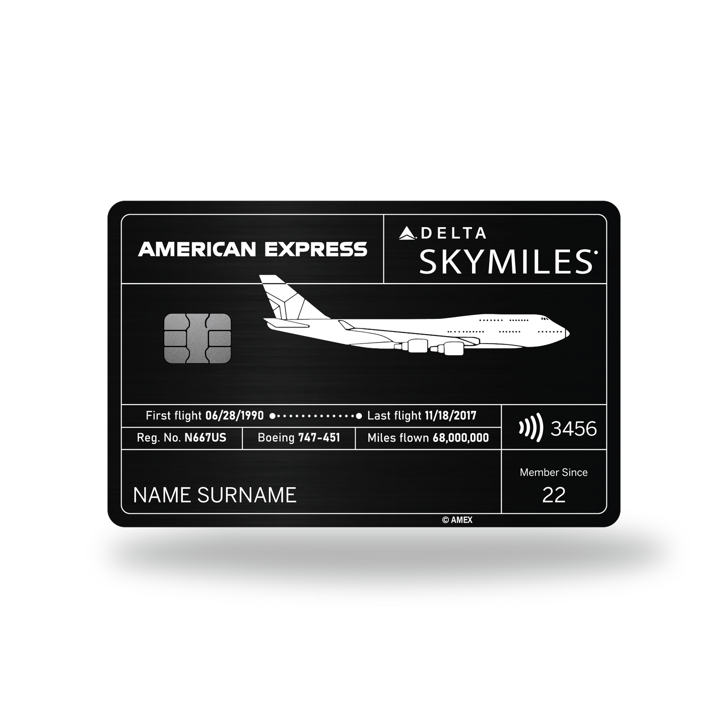 Metal Card AmEx Delta Reserve Boeing 747