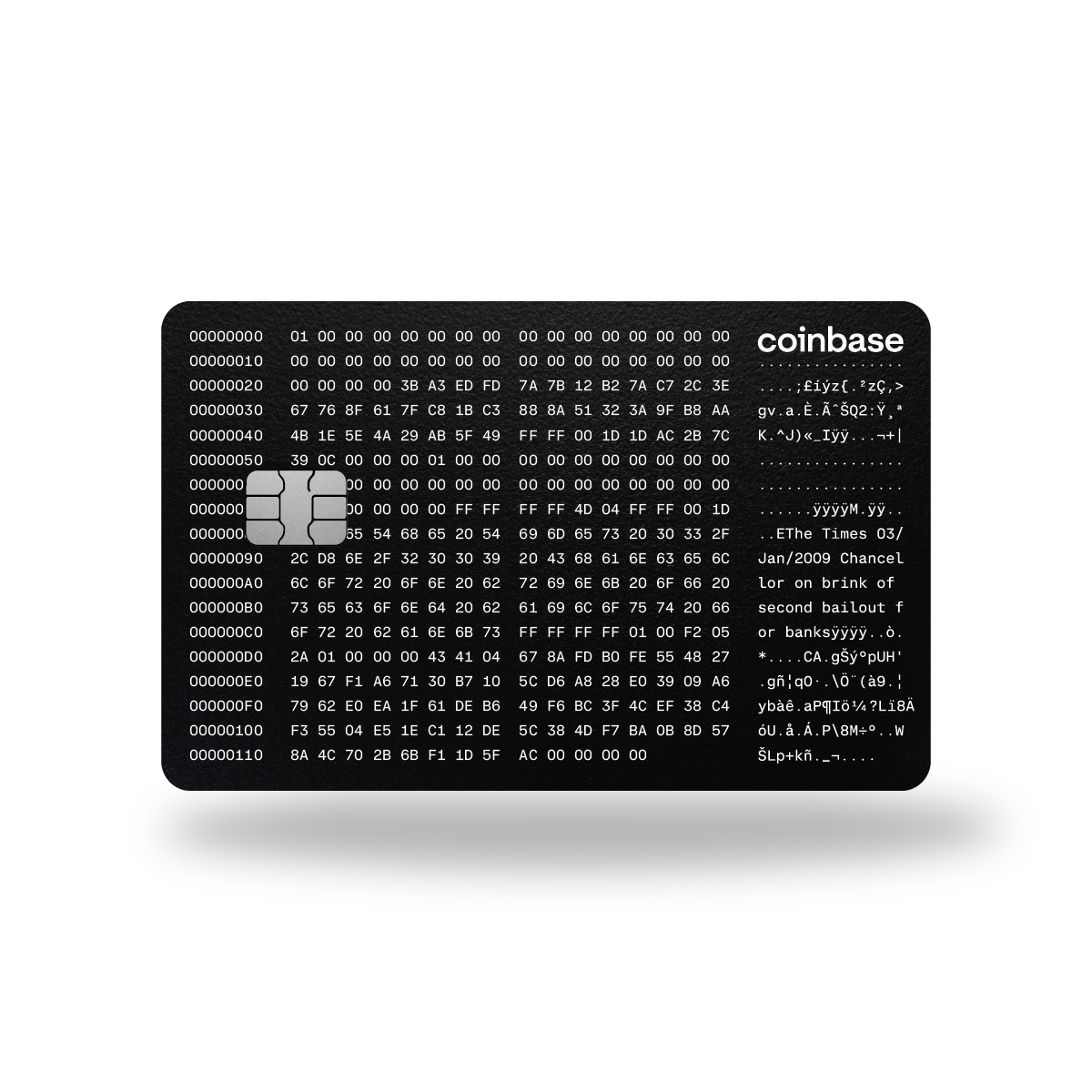 Metal Card Coinbase One "Bitcoin Genesis Block"