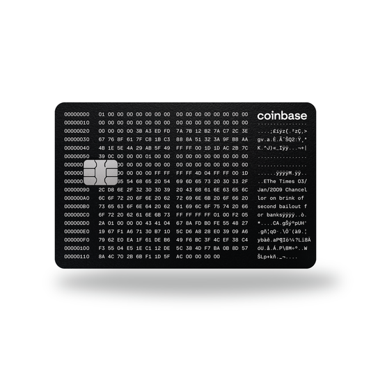 Metal Card Coinbase One "Bitcoin Genesis Block"