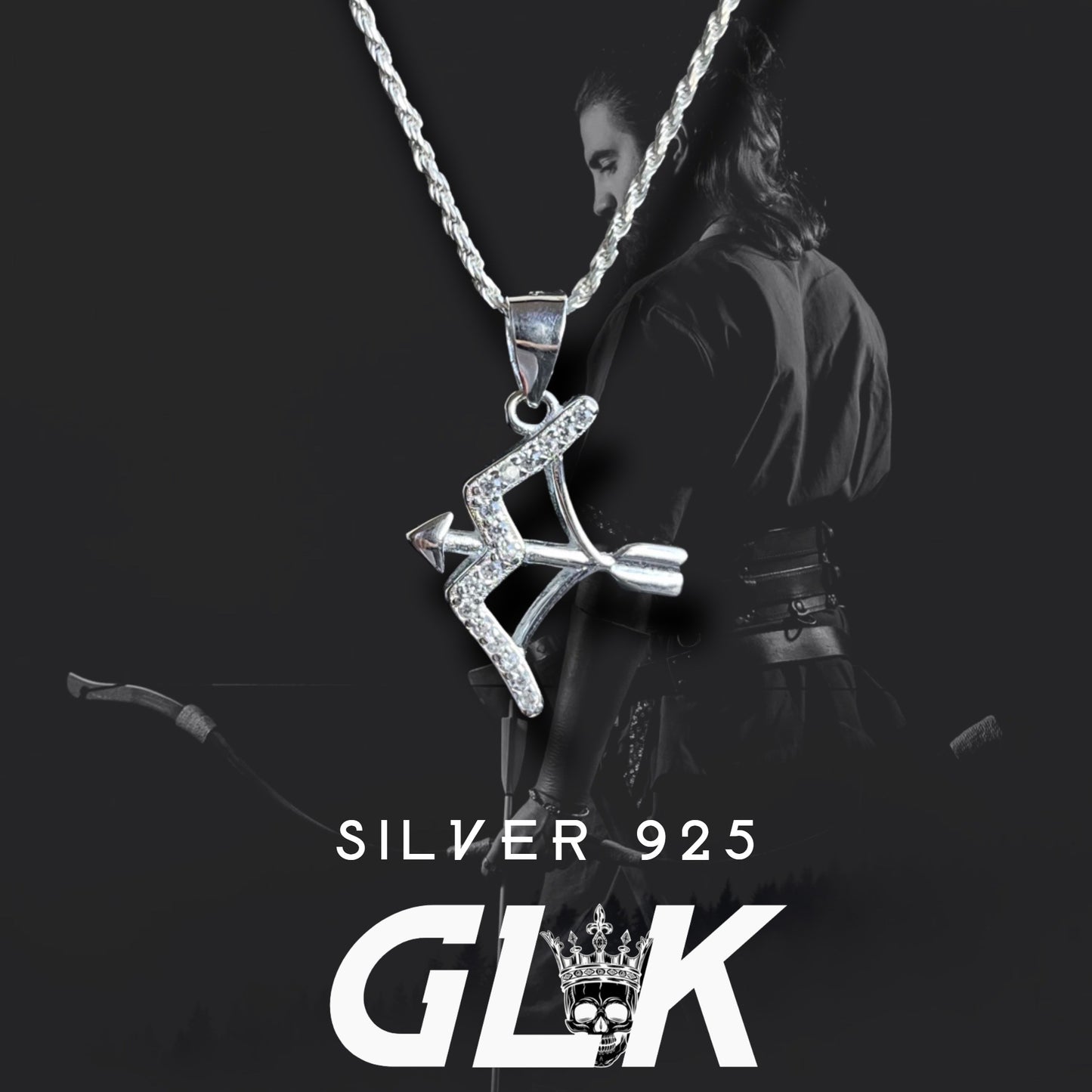 S925 Diamond Archer's Bow Necklace