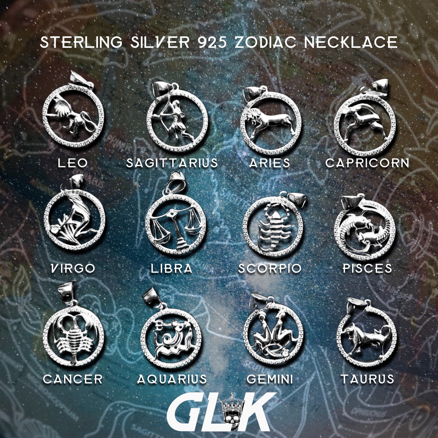 [B1G1] S925 Diamond Zodiac Necklace